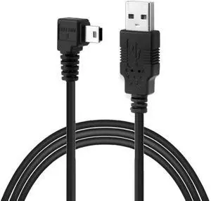 Mini USB Cable USB 2.0 Male to Mini USB 5 Pin Male 90 Degree Right Angled Charging Data Transfer Extension Cable Black 3.0M