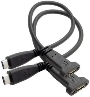 2 Pack USB C Extension Cable USB 3.1 Gen 2 10Gbps Male to Female Fast Charging Data Transfer Extension Cable with Panel Mount Hole 0.2M