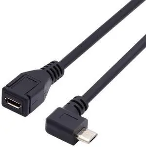 Micro USB 2.0 Extension Cable,Micro USB Male to Female 90 Degree Right Angled Data Charging Extension Cable for Dash Cam/GPS/Camera 1.64FT/0.5M