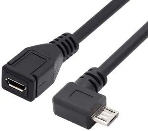 Micro USB 2.0 5Pin Male to Female 90 Degree Left Angled Extension Cable for Tablet & Phone & MHL & OTG Extension