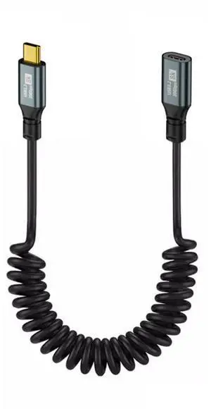 USB C to C Coiled Cable USB 3.2 Type C Male to Female 20Gbps PD 100W 8K@60Hz Data Fast Charging Cable 6ft