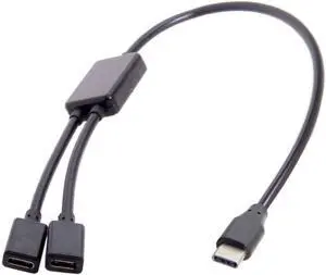 USB C OTG Cable,USB Type C 1 Male to 2 Female Dual Ports Hub Cable for Laptop PC & Mouse & Flash Disk