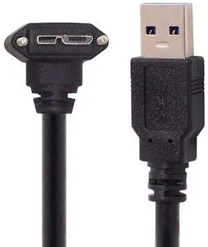 Micro USB 3.0 Cable USB 3.0 Type A Male to Micro B Male 90 Degree Down Angled Cable with Mount Panel Screws 1.2M Micro USB 3.0 Cable USB 3.0 Type A Male to Micro B Male 90 Degree Down Angled Cable with Mount Panel Screws 1.2M