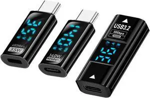 3 Pack USB C Digital Display Adapter, USB C to USB 3.0/USB C/8 Pin PD 35W/36W/140W Data Transfer Fast Charging Power Meter Tester Converter Adapter