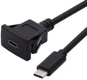 USB 3.1 Gen 2 10Gbps Flush Mount USB C Male to Female Extension Cable for Car Dashboard Panel Mount Waterproof Dustproof