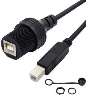 USB 2.0 Type B Printer Scanner Flush Mount Male to Female Extension Cable for Car Dashboard Panel Mount Waterproof Dustproof