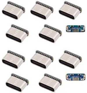 10 Pack USB C DIY Connector,Micro USB 5Pin to USB C Female Socket Port Repair Replacement Solder Adapter with Standard Pinout/Reversible Pinout