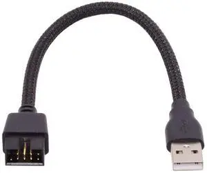 Motherboard 9/10Pin Male to USB 2.0 Male External Extension Nylon Braided Cable 20cm