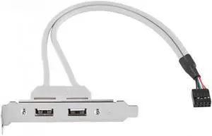 9Pin Motherboard Header 1 to 2 USB 2.0 Port Multiplier Panel Cable 40cm with 80mm PCI Bracket