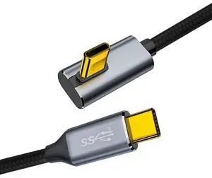 USB C Cable,USB 3.1 Gen 2 Type C to C 10Gbps Data Transfer PD 100W Fast Charging 90 Degree Angled Nylon Braided Cable Support Video Output 6.56FT/2.0M