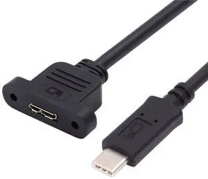 USB C to USB 3.0 Micro-B Female Screw Mount Type Extension Cable Type-C Male