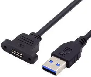 USB 3.0 Male to USB 3.0 Micro-B Female Screw Mount Type Extension Cable
