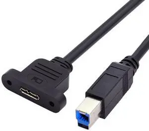 USB 3.0 Type B to USB 3.0 Micro-B Female Screw Mount Type Extension Cable USB 3.0 Type B to USB 3.0 Micro-B Female Screw Mount Type Extension Cable