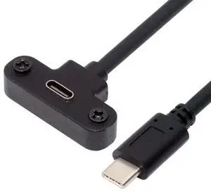 USB C Extension Cable USB 2.0 Type C Male to Female Fast Charging Data Transfer Extension Cable with Panel Mount Screw 0.3M