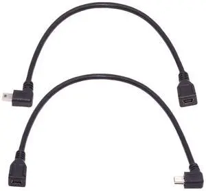 2 Pack Mini USB Extension Cable USB 2.0 Mini USB 5Pin Male to Female 90 Degree Angled Data Power Extension Cable Adapter 0.3M