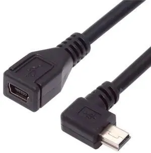 USB 2.0 Mini USB 5Pin Male to Female 90 Degree Right Angled Data Extension Cable Adapter USB 2.0 Mini USB 5Pin Male to Female 90 Degree Right Angled Data Extension Cable Adapter