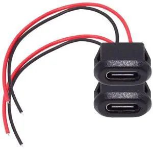 2 Pack 2Pin Open Cable to USB C Female DC 5V 3A Flush Mount Charging Socket Port Conversion Cable Adapter