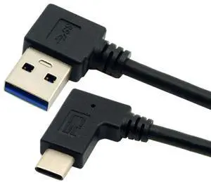 Reversible USB 3.1 USB-C Angled to 90 Degree Left Angled A Male Data Cable for Tablet Mobile Phone 30cm Type-02