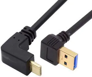 USB 3.1 USB-C Up Down Angled to 90 Degree Down Angled A Male Data Cable for Tablet Phone