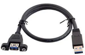 USB 3.0 A Type Male to Female Extension Cable with Panel Mount Screws 50cm