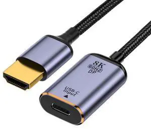 USB C to HDMI Cable,USB Type C Female Input to HDMI Male Output HDTV Cable 8K@60hz 4K@120hz for Tablet Phone Laptop