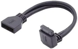 USB 3.0 Front Panel Header 19/20Pin Male to Female 90 Degree Down Angled Mainboard Header Port Extension Cable Adapter
