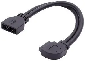 USB 3.0 Front Panel Header 19/20Pin Male to Female 90 Degree Left Angled Mainboard Header Port Extension Cable Adapter