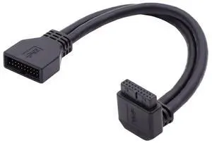 USB 3.0 Front Panel Header 19/20Pin Male to Female 90 Degree UP Angled Mainboard Header Port Extension Cable Adapter