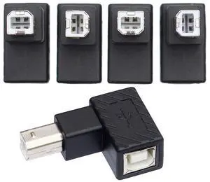4Pcs USB 2.0 B Type Male to Female Extension Adapter Horizontal Vertical Angled 90 Degree for Disk Scanner
