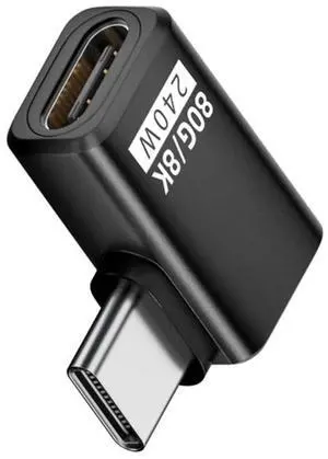 USB C Extender Adapter,USB 5.0 Type C Male to Female 90 Degree Right Angled Adapter Support 80Gbps Data Transfer PD 240W Fast Charging 16K/8K/5K Video Output
