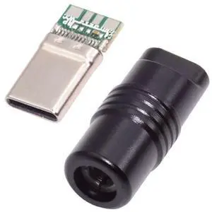 USB C DIY Connector Aluminum Alloy USB 3.0 Type C Male Plug Port Repair Replacement Solder Adapter for OD 4.0-6.0mm Cable Black