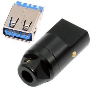 USB 3.0 DIY Connector Aluminum Alloy USB 3.0 Type A Female Socket Port Repair Replacement Solder Adapter for OD 6.0mm Cable