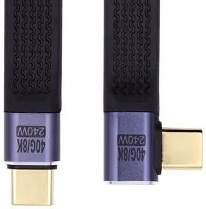 USB C USB4 40Gbps 240W 100W 8K Flat Slim FPC Data Cable Right Angled for Laptop Phone 13cm