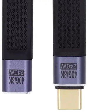 USB C Short Cable USB4 Plug to Socket Slim Flat Extension Cable 13cm 40Gbps with 240W Power and 8K@60Hz Video