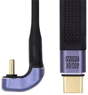 USB C Short Cable USB4 Type C 40Gbps PD 240W Power 8K@60Hz Slim Flat U Shape Angled Extension Data Cable 13cm