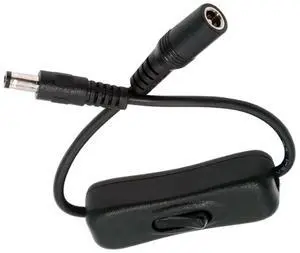 DC Power Switch Extension Cable DC 5.5x2.1mm Male to Female with On/Off Power Switch Button DC 5V Power Extension Cable, Black, CY-PW-012-DC