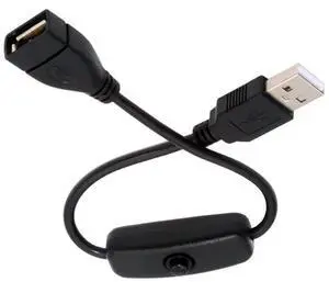 USB Power Switch Extension Cable USB Male to Female with On/Off Power Switch Button DC 5V Power Extension Cable, Black, CY-PW-012-AM