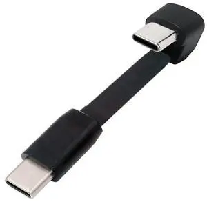 2.5 Inch USB C Short Flat Cable,USB 2.0 Type C Male to Female 180 Degree Angled PD 65W Fast Charge Data Extension Cable 64MM