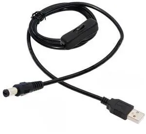 USB Power Switch Extension Cable USB 2.0 Male to DC 5.5x2.1mm Male with On/Off Power Switch Button DC 5V Power Extension Cable 1.0M