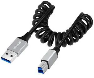 USB 3.0 Coiled Cable,USB 3.0 A Male to B Male High Speed Data Transfer Charging Cable 3.28FT for Phone/Laptop/USB Flash Drive