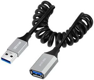 USB 3.0 Coiled Cable,USB 3.0 Male to Female High Speed Data Transfer Charging Cable 3.28FT for Phone/Laptop/USB Flash Drive