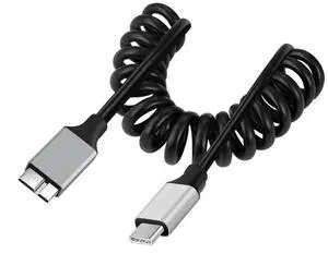 USB 3.0 Coiled Cable,Micro USB 3.0 Male to USB C Male High Speed Data Transfer Charging Cable 3.28FT for Phone/Laptop/USB Flash Drive