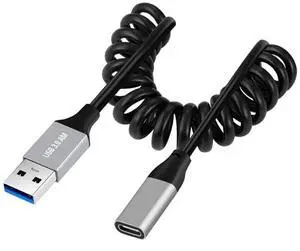 USB 3.0 Coiled Cable,USB 3.0 Male to USB C Female High Speed Data Transfer Charging Cable 3.28FT for Phone/Laptop/USB Flash Drive
