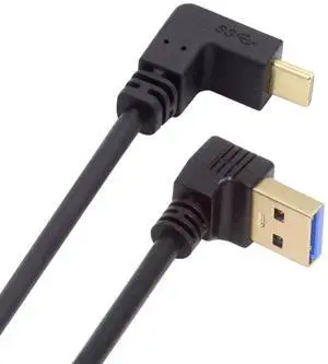USB 3.1 USB-C Reversible Angled to 90 Degree Up Angled A Male Data Cable for Tablet Phone 100cm