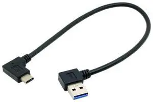 USB 3.0 to USB C 90 Degree Left Angled Data Extension Cable for Tablet Mobile Phone Hard Disk Drive 30cm