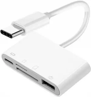 4 in 1 USB C to USB 2.0 TF Micro SD SDXC SDHC Card Reader Adapter 480Mbps Compatible with PD 27W for Laptop Tablet Phone