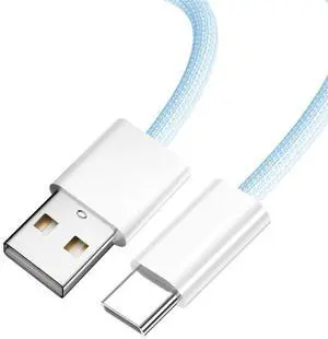 USB C Nylon Braided Cable, USB 2.0 Male to USB C Male 480Mbps Data Transfer PD 15W Fast Charging Cable Blue 3.28FT/1.0M