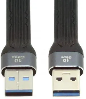 USB 3.0 Short Cable,USB 3.1 3.0 Type A Male to Male Extension Flat Slim FPC Data Cable 13cm 10Gbps for Laptop & Desktop