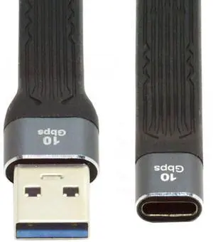 USB 3.1 Short Cable,USB 3.0 Type A Male to USB 3.1 Type C Female Extension Flat Slim FPC Data Cable 13cm 10Gbps for Laptop & Desktop