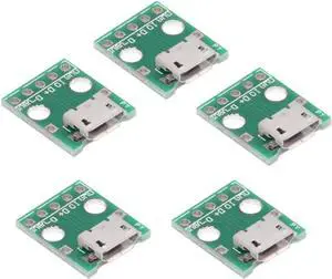 5 Pack USB 2.0 DIY Connector,Micro USB 6Pin Female Socket Port Repair Replacement Solder Adapter with Flange